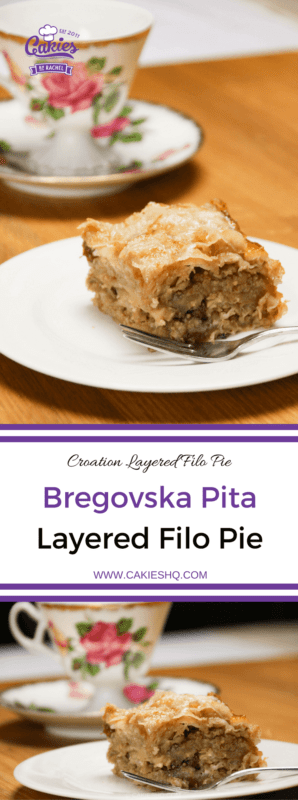 Bregovska Pita is a Croatian layered pie handed down through generations. It's made with layers of filo dough, apple, raisins, and walnuts.