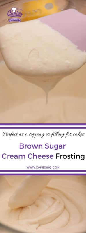 Brown sugar cream cheese frosting is delicious as a topping for cupcakes or filling for cakes. The brown sugar adds a hint of caramel to the frosting. #frosting #recipe #recipes #creamcheese.