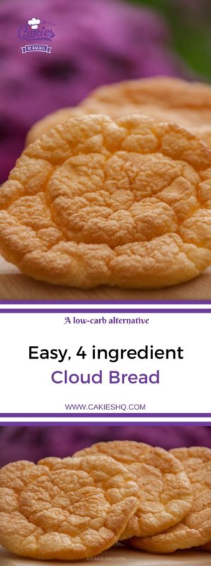 Cloud bread is a low-carb alternative to regular bread. This version of cloud bread uses yogurt instead of cream cheese. An easy, 4 ingredient, cloud bread recipe. #cloudbread #lowcarb