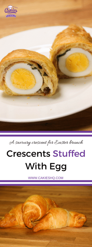 These crescents stuffed with egg, parma ham and cheese are a delicious treat for a weekend breakfast or brunch. A fun and easy brunch recipe for Easter!