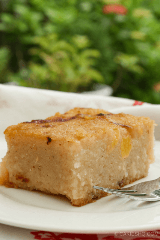 Surinamese Bojo Cake with Pineapple is a cassava-coconut cake with pineapple chunks. This traditional Surinamese cake is often served at parties.