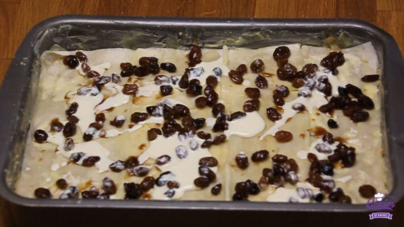 Bregovska Pita - Croatian Layerd Pie Recipe | Bregovska Pita is a Croatian layered pie handed down through generations. It's made with layers of filo dough, apple, raisins, and walnuts. | http://www.cakieshq.com | Step 29