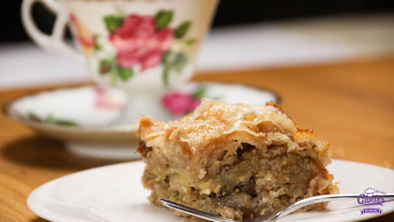 Bregovska Pita - Croatian Layerd Pie Recipe | Bregovska Pita is a Croatian layered pie handed down through generations. It's made with layers of filo dough, apple, raisins, and walnuts. | http://www.cakieshq.com | Step 36