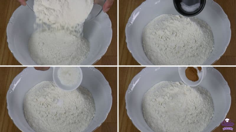 Dutch pancakes process photos adding ingredients to bowl